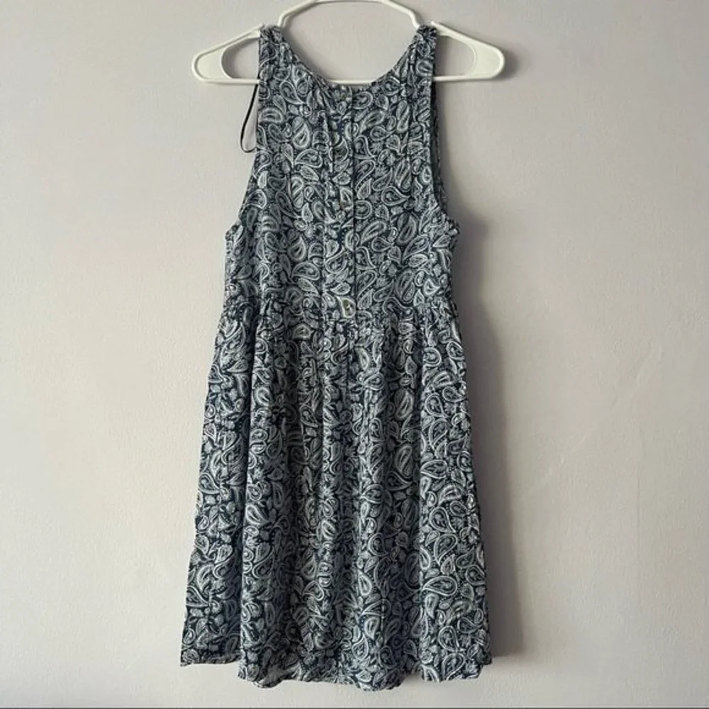 🍉 H&M Paisley Print Boho Sleeveless Button Down Back Flare Dress - Picture 2 of 8